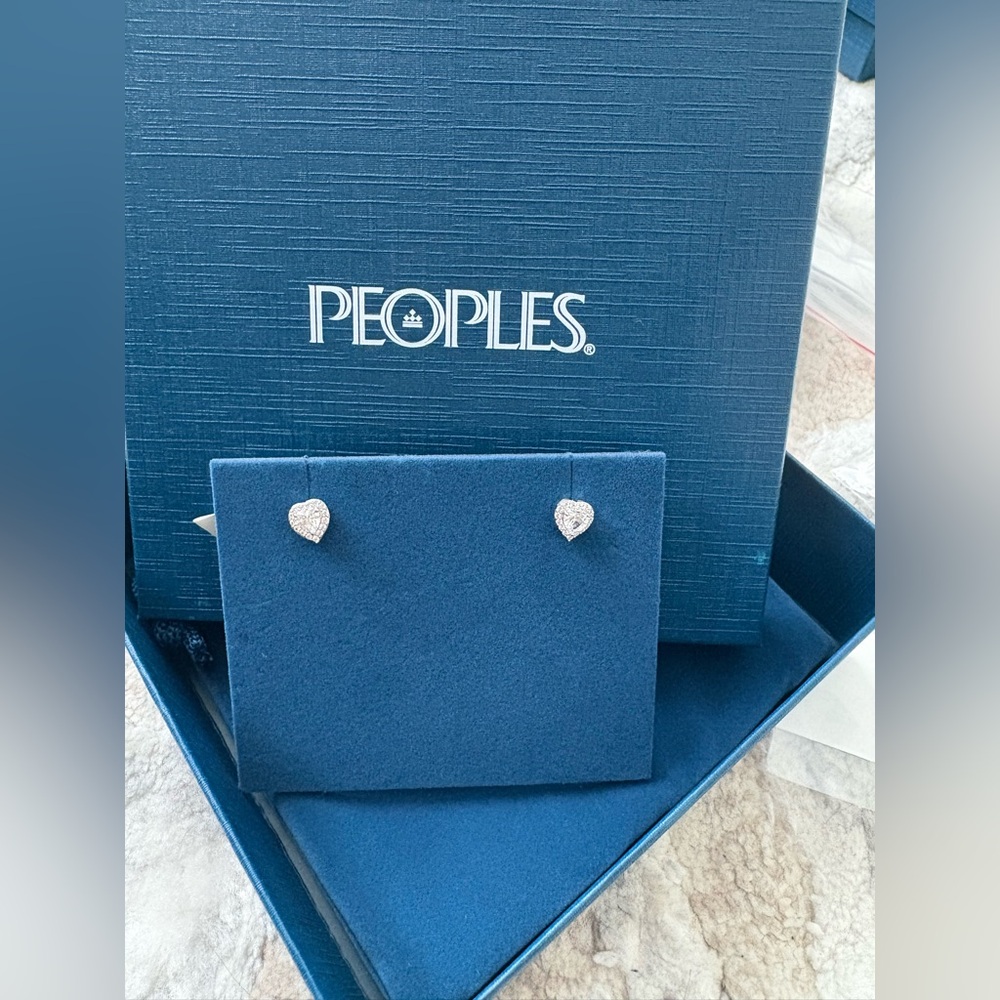 Peoples Jewellers White Lab-Created Sapphire Heart Stud Earrings